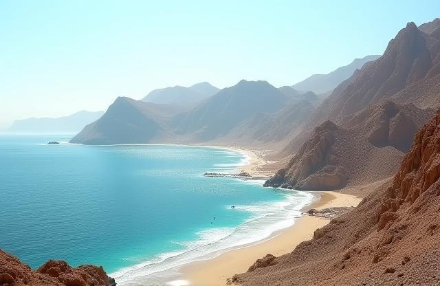 Scenic view of mountains meeting the coast in Fujairah