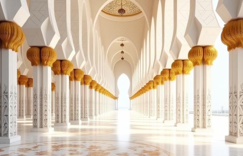 Intricate interior details of Sheikh Zayed Grand Mosque