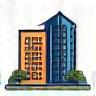 Icon representing a hotel building for accommodation services